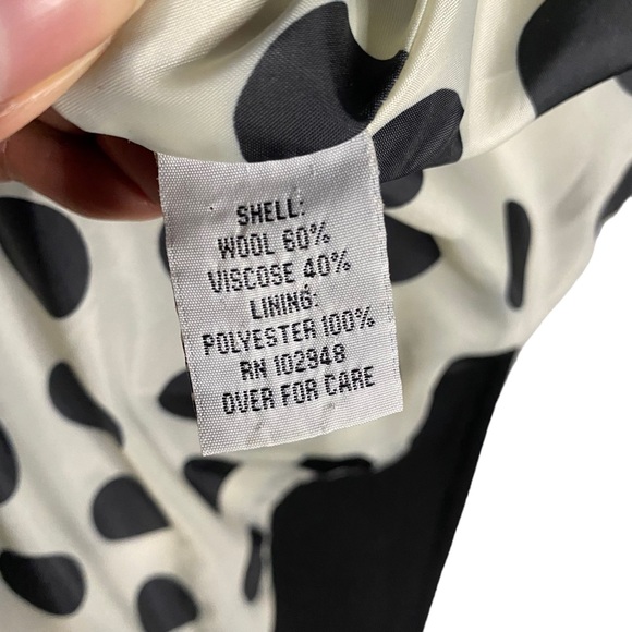 Anthropologie x Tulle Women's Black Wool Blend Polka Dot Lined Pea Coat - Picture 7 of 12